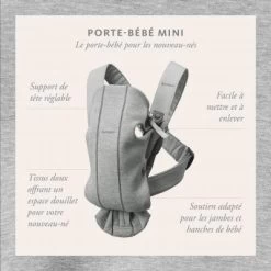 BabyBjörn Porte Bébé Mini Tissu Mesh 3D Gris -Djeco Magasin 5Bbabybjorn5D porte bebe mini