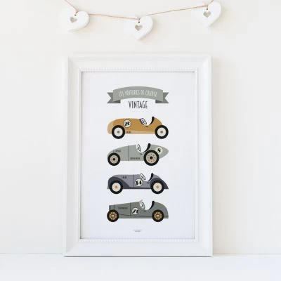 Affiche A3 Voitures De Course Vintage Avec Support 2 Affiche A3 Voitures De Course Vintage Avec Support – Image 2