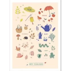 Moulin Roty Affiche Couleurs Pomme Des Bois (50 X 70 Cm)