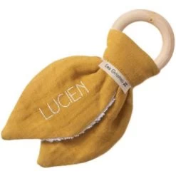 Anneau De Dentition En Bois Jaune Moutarde (personnalisable)