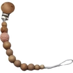 Attache Sucette En Bois Nude Rose Pâle