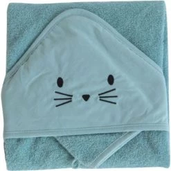 Cape De Bain + Gant Chat Bleu Nil (75 X 75 Cm)