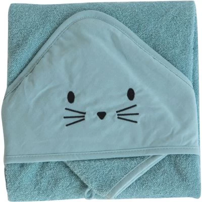 Cape De Bain + Gant Chat Bleu Nil (75 X 75 Cm) 1 Cape De Bain + Gant Chat Bleu Nil (75 X 75 Cm)