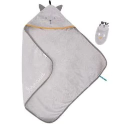 Moulin Roty Cape De Bain + Gant Chat Les Moustaches Personnalisable (80 X 80 Cm)