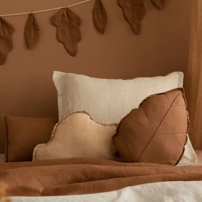 Coussin Feuille Lin Français Noisette 4 Coussin Feuille Lin Français Noisette – Image 4