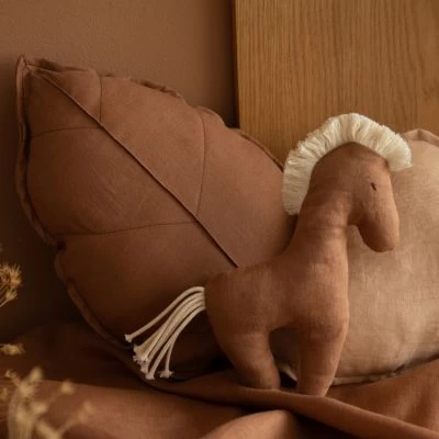 Coussin Feuille Lin Français Noisette 5 Coussin Feuille Lin Français Noisette – Image 5