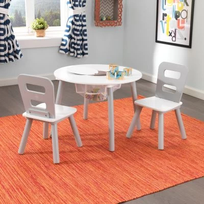 KidKraft Ensemble Table Avec Rangement Et 2 Chaises Blanc Et Gris 2 KidKraft Ensemble Table Avec Rangement Et 2 Chaises Blanc Et Gris – Image 2