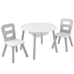 KidKraft Ensemble Table Avec Rangement Et 2 Chaises Blanc Et Gris