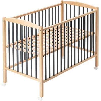 Lit à Barreaux En Bois Arthur Hybride Anthracite (60 X 120 Cm) 3 Lit à Barreaux En Bois Arthur Hybride Anthracite (60 X 120 Cm) – Image 3