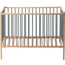 Lit à Barreaux En Bois Rémi Hybride Bleu Gris (60 X 120 Cm) -Djeco Magasin lit a barreaux en bois remi hybride bleu gris 60 x 120 cm 3