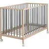 Lit Bébé à Barreaux Mountain Gris Nuit Et Bois (60 X 120 Cm)