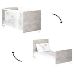 Lit Bébé évolutif Little Big Bed Scandi Gris (70 X 140 Cm)