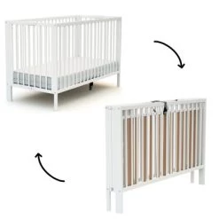Lit Pliable En Bois De Hêtre Essentiel Plus Blanc (60 X 120 Cm)