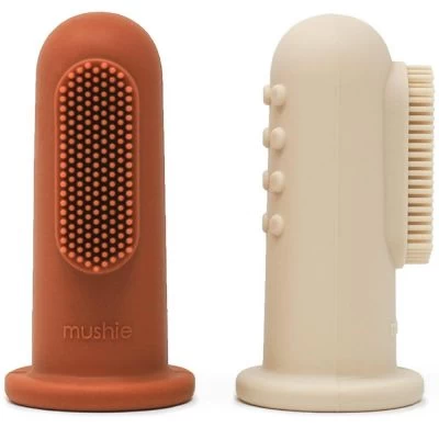 Mushie Lot De 2 Brosses à Dent à Doigt Shifting Sand/Clay 1 Mushie Lot De 2 Brosses à Dent à Doigt Shifting Sand/Clay