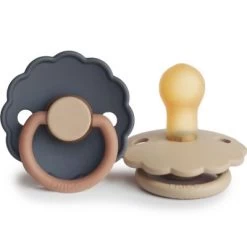 Lot De 2 Sucettes En Latex Daisy Bloom Aurora/Croissant (0-6 Mois)