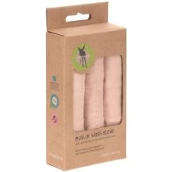 LÄSSIG Lot De 3 Gants De Toilette En Mousseline Rose Pâle -Djeco Magasin lot de 3 gants de toilette en mousseline rose pale 7