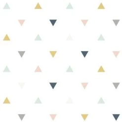 Papier Peint Motif Triangles Rose Moutarde Gris (10 M)