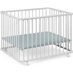 Parc Pliant Lucilee + Blanc Avec Fond Vert D'eau (76 X 97 Cm)