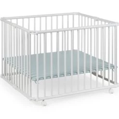 Parc Pliant Lucilee + Blanc Avec Fond Vert D'eau (90 X 97 Cm)