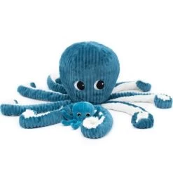 Peluche Filou La Pieuvre Maman Et Bébé Les Ptipotos Bleu -Djeco Magasin peluche filou la pieuvre maman et bebe les ptipotos bleu 3