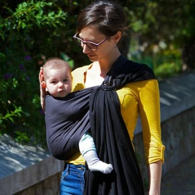 Petite écharpe Sling Sans Noeud Gris Anthracite Et Noir 2 Petite écharpe Sling Sans Noeud Gris Anthracite Et Noir – Image 2