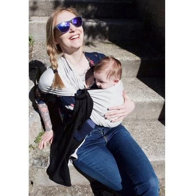 Petite écharpe Sling Sans Noeud Gris Anthracite Et Noir 6 Petite écharpe Sling Sans Noeud Gris Anthracite Et Noir – Image 6