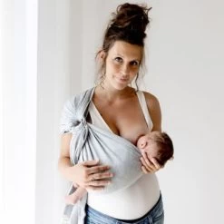 Petite écharpe Sling Sans Noeud Gris Chiné -Djeco Magasin petite echarpe sling sans noeud gris chine 3