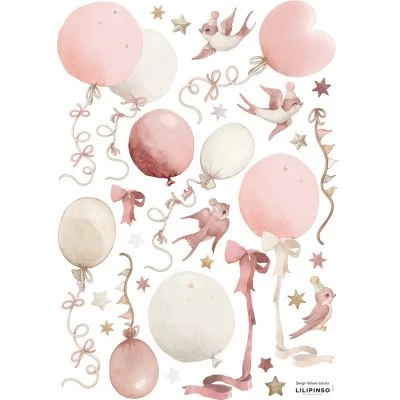 Planche De Stickers A3 Cerfs-volants Et Ballons Roses 1 Planche De Stickers A3 Cerfs-volants Et Ballons Roses