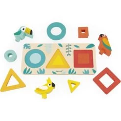 Janod Puzzle à Encastrement Mes Premières Formes En Bois Tropik (6 Pièces) -Djeco Magasin puzzle a encastrement mes premieres formes en bois tropik 6 pieces 5