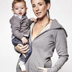Sweat Du Parent Pour Porté Bébé Gris Chiné (taille S) -Djeco Magasin sweat du parent pour porte bebe gris chine taille s 5