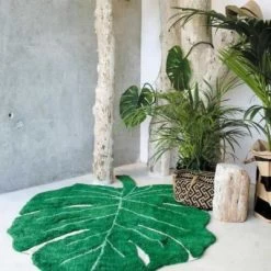 Lorena Canals Tapis Lavable Monstera Leaf Vert (120 X 160 Cm) -Djeco Magasin tapis lavable monstera leaf vert 120 x 160 cm 4